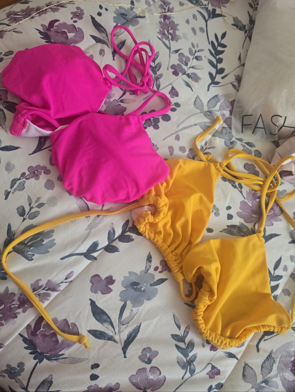 Bright Pink and Sunny Yellow Bikini Tops